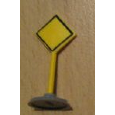 yellow road sign with post diamond with black border major road pattern type 1 base