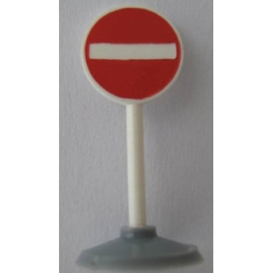 road sign with post round with no entry thoroughfare pattern type 1 base