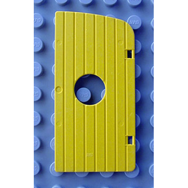 yellow duplo door window pane 1 x 4 x 5 with porthole and vertical grooves