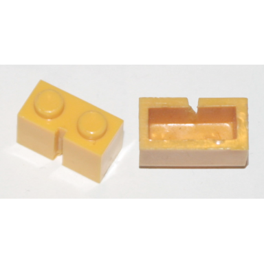 yellow brick 1 x 2 without bottom tube slotted with 1 slot