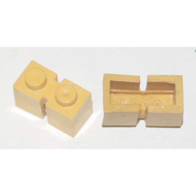 yellow brick 1 x 2 without bottom tube slotted with 2 slots opposite