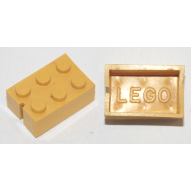 yellow brick 2 x 3 without bottom tubes slotted with 1 slot