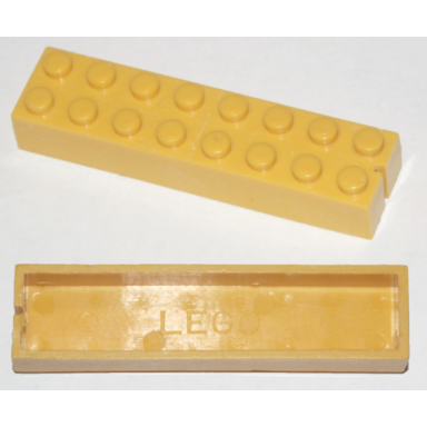 yellow brick 2 x 8 without bottom tubes slotted with 1 slot