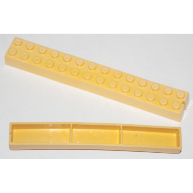 yellow brick 2 x 14 without bottom tubes slotted with 1 slot