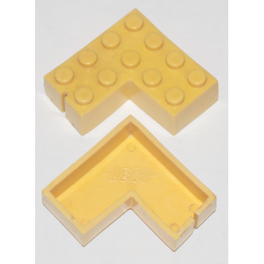 yellow brick 4 x 4 corner without bottom tubes slotted with 1 slot left side