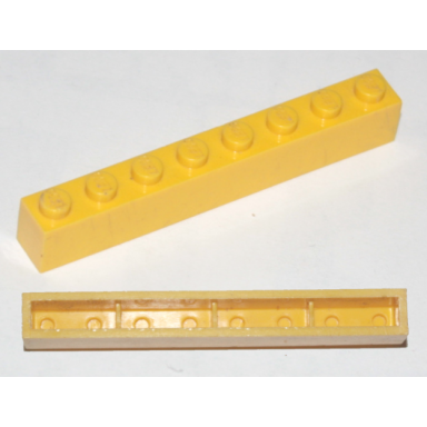 yellow brick 1 x 8 without bottom tubes with cross supports