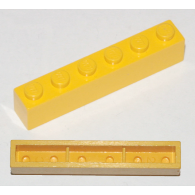 yellow brick 1 x 6 without bottom tubes with cross supports