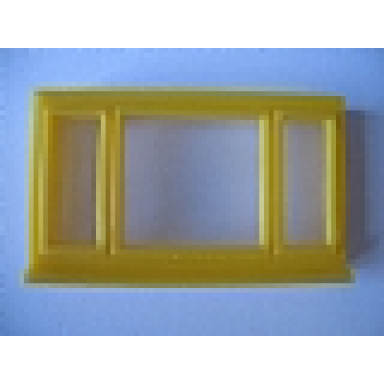 yellow window 1 x 6 x 3 3-pane with glass for slotted bricks