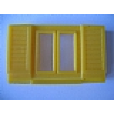 yellow window 1 x 6 x 3 shuttered with glass for slotted bricks