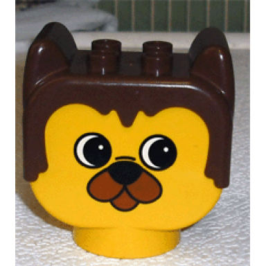 yellow duplo figure head animal 2 x 2 base barnaby bear with line above nose
