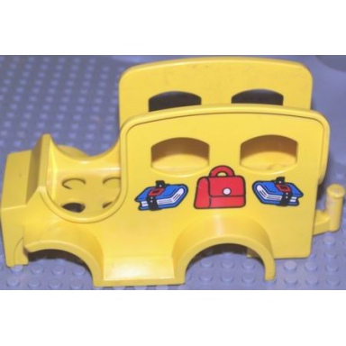 yellow duplo car body school bus with books pattern fits over car base 2 x 6