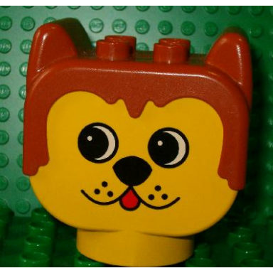yellow duplo figure head animal 2 x 2 base dog