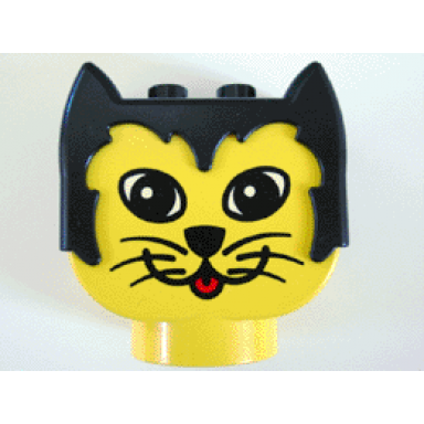 yellow duplo figure head animal 2 x 2 base cat oblong eyes