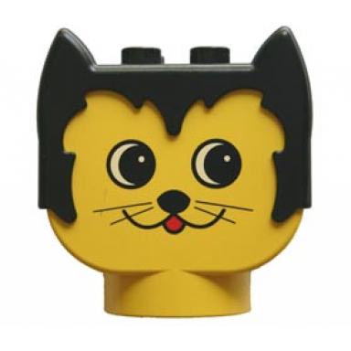 yellow duplo figure head animal 2 x 2 base cat round eyes