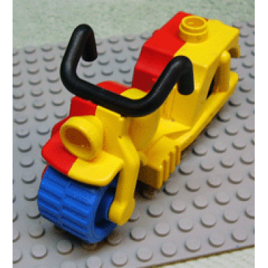 yellow duplo motorcycle for circus cannonball clown