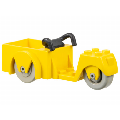 yellow fabuland tricycle 2 front wheels with black handlebars and light gray wheels