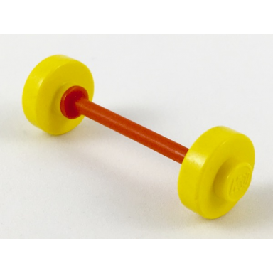 yellow wheel pair small with center stud fixed on red axle fabuland stroller skateboard