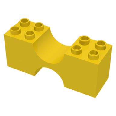 yellow duplo brick 2 x 6 x 2 with curved center