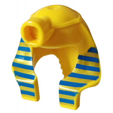 yellow minifigure headgear headdress mummy with blue and gold stripes pattern
