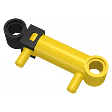 yellow pneumatic cylinder with 2 inlets small 32mm
