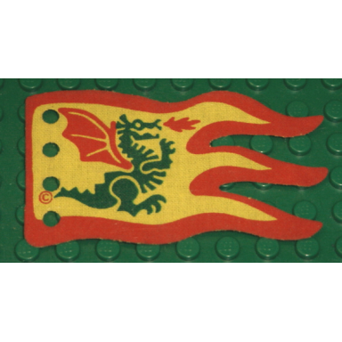yellow cloth flag 8 x 5 wave with red border and green dragon pattern - single-sided print