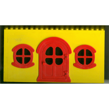 yellow fabuland house block with red door and windows
