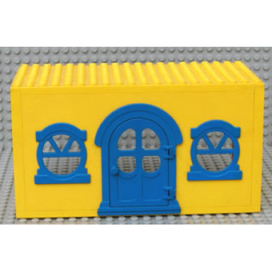 yellow fabuland house block with blue door and windows