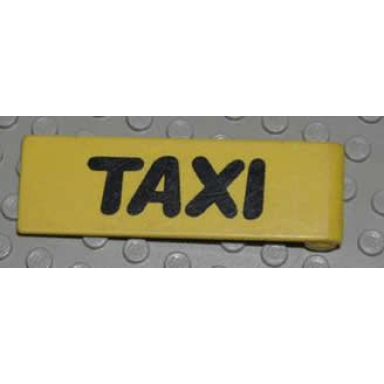 yellow duplo door 1 x 4 x 1 with black taxi pattern