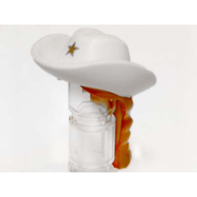 minifigure hair combo hat with hair cowboy with star and medium nougat hair in braid pattern