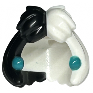 minifigure hair female short bob cut with molded black right side and printed dark turquoise earrings pattern
