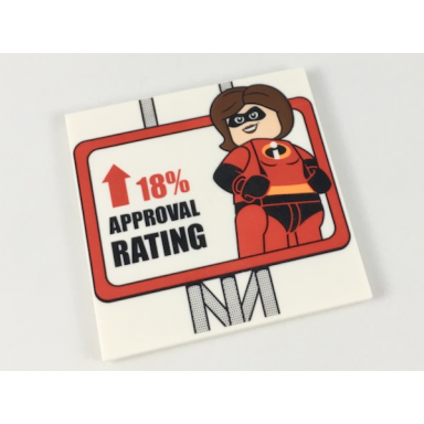 tile 6 x 6 with bottom tubes with mrs incredible arrow and 18% approval rating sign pattern