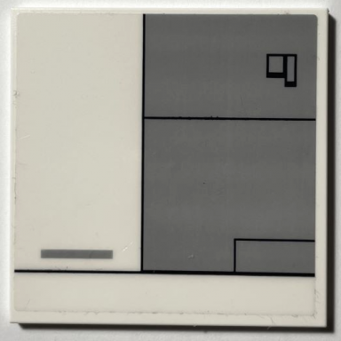 white tile 6 x 6 with bottom tubes with hull plates dark bluish gray panel with black rectangles and outlines pattern sticker - set 75309