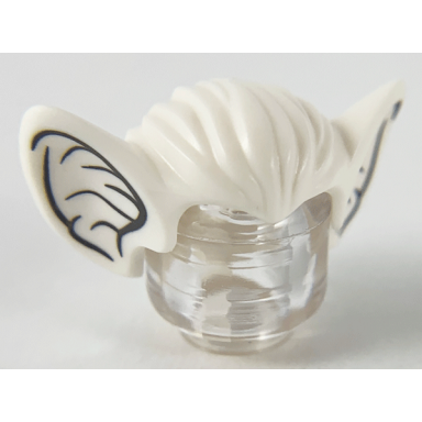 minifigure hair bat ears with dark bluish gray inner ear contour lines pattern