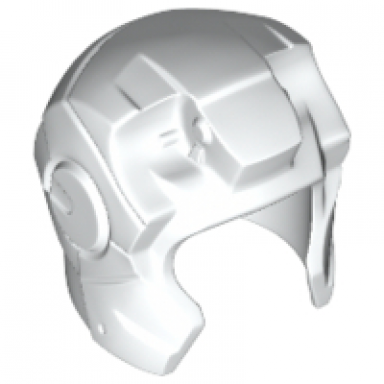 white minifigure headgear helmet space with open face and top hinge with angular cheeks iron man