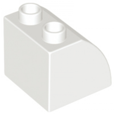white duplo brick 2 x 2 x 1 1 2 slope curved