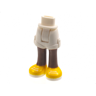 mini doll hips and shorts with medium brown legs and yellow shoes with white soles and laces pattern - thick hinge