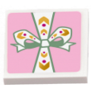 tile modified 2 x 2 inverted with present gift with sand green and white bow pattern sticker - set 41068