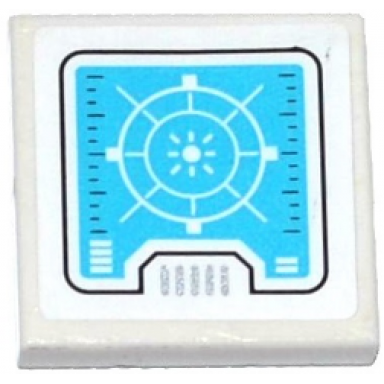 white tile modified 2 x 2 inverted with medium azure radar screen pattern sticker - set 70173