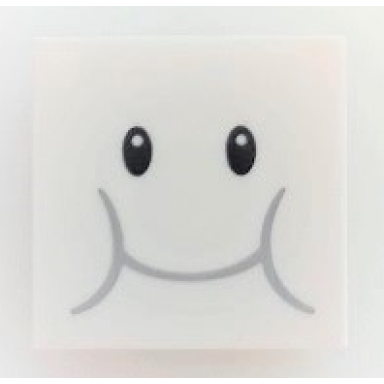 white tile modified 2 x 2 inverted with black eyes light bluish gray smile and cheeks pattern super mario lakitu cloud face