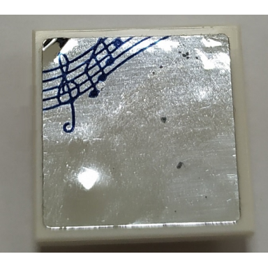 white tile modified 2 x 2 inverted with mirror and musical score with music notes pattern sticker - set 41341