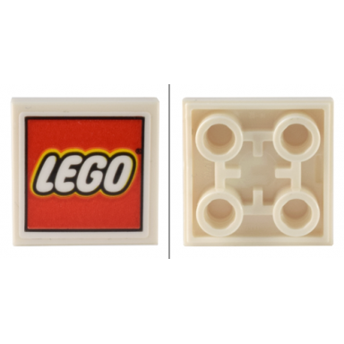 white tile modified 2 x 2 inverted with lego logo on white background pattern sticker - set 80036