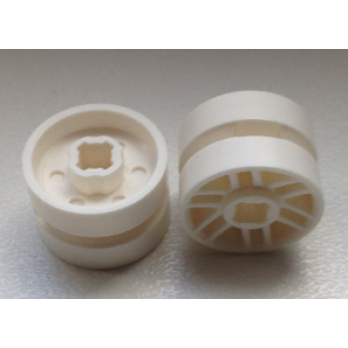 white wheel 14mm d x 9.9mm with center groove fake bolts and 6 double spokes