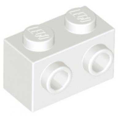 white brick modified 1 x 2 with studs on 1 side