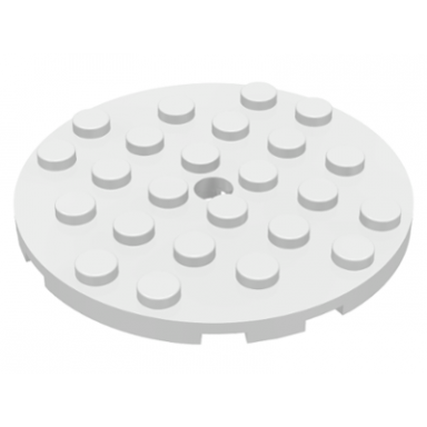 white plate round 6 x 6 with hole
