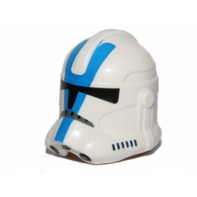 white minifigure headgear helmet sw clone trooper phase 2 with black visor and blue 501st legion markings pattern