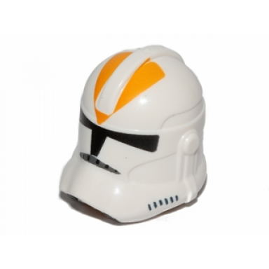 white minifigure headgear helmet sw clone trooper phase 2 with black visor and bright light orange 212th attack battalion markings pattern