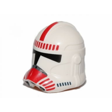 white minifigure headgear helmet sw clone trooper phase 2 with red shock trooper pattern