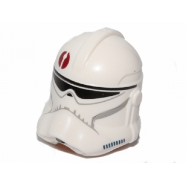 white minifigure headgear helmet sw clone trooper phase 2 with dark red emblem pattern