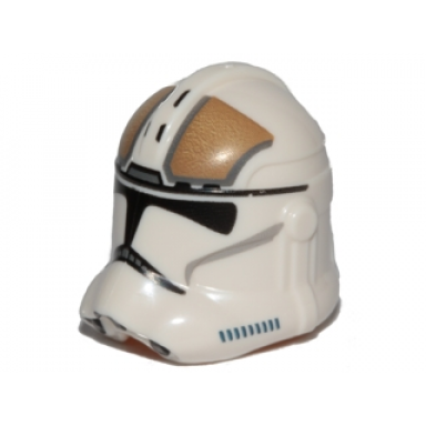 white minifigure headgear helmet sw clone trooper phase 2 with black visor and dark tan gunner markings pattern