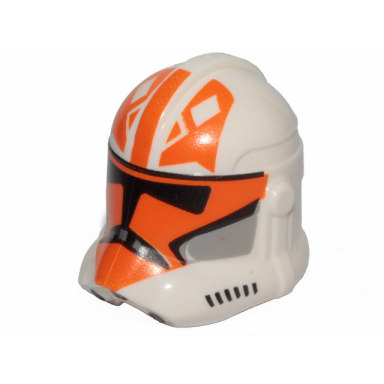white minifigure headgear helmet sw clone trooper phase 2 with black visor and orange 332nd company pattern